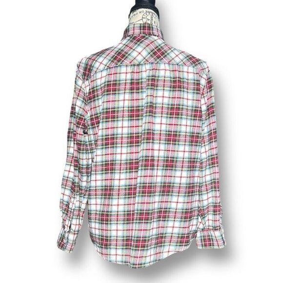 Lands' End 14P Plaid Flannel Shirt Multicolor Cotton Button Up Long Sleeve Cozy - Picture 3 of 8
